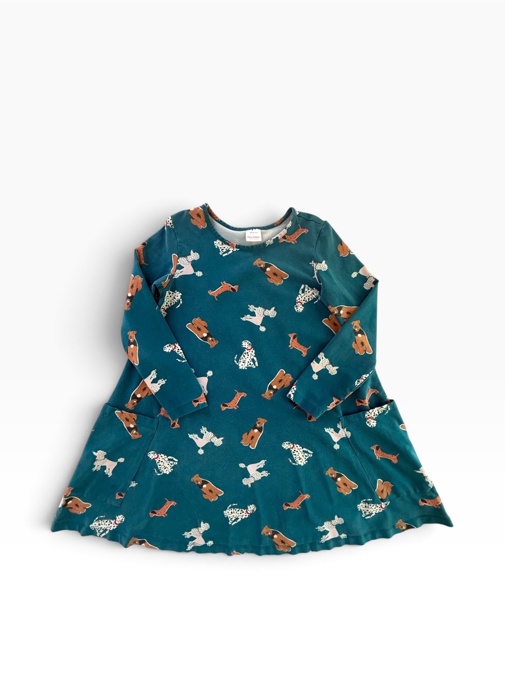Hanna Andersson Dog Cozy Critters Swing Dress Pockets Sz 8 130cm Long Sleeves